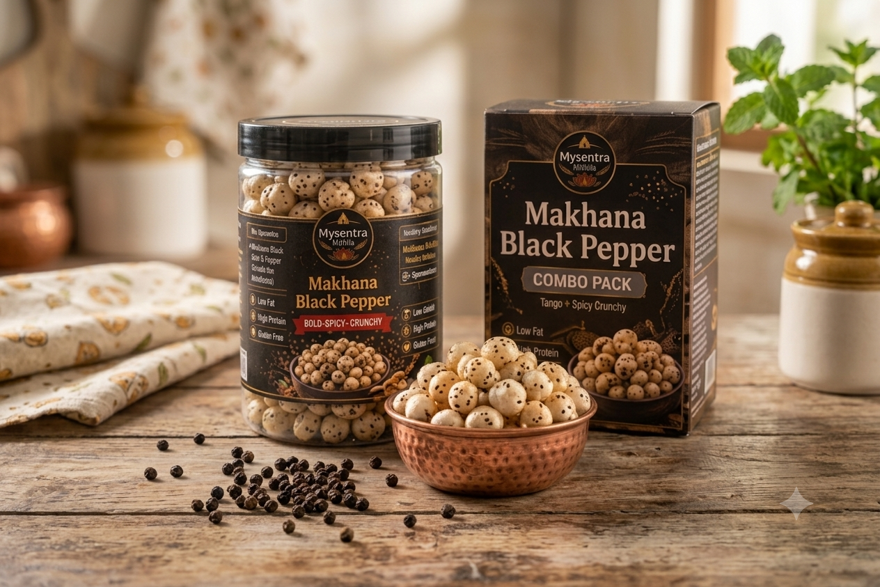 Mysentra Mithila Premium black peper combo Makhana 200g